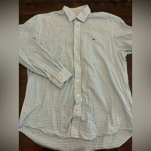 Vineyard Vines Whale Shirt Men’s Large 100% Cotton Blue Green White Button Up